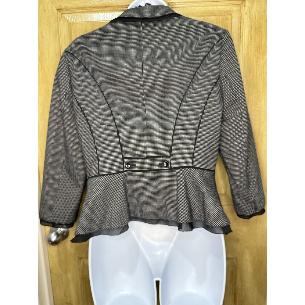 White House Black Market Blazer Jacket Womens Size 8 3/4 Sleeve Polka Dot Work - Picture 2 of 8